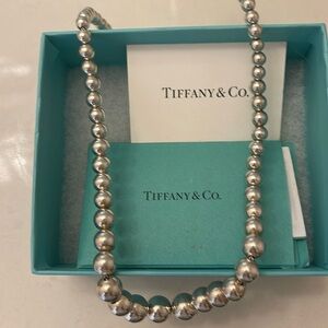 Tiffany & Co 925 Sterling Silver HardWear Graduated Ball Necklace 16” NEW